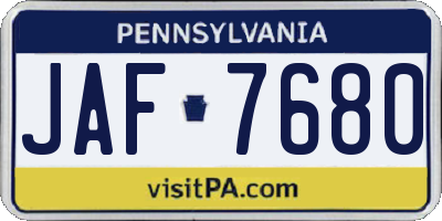 PA license plate JAF7680