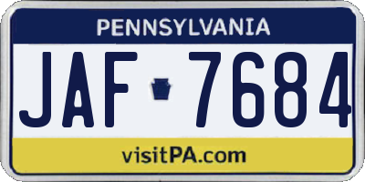 PA license plate JAF7684
