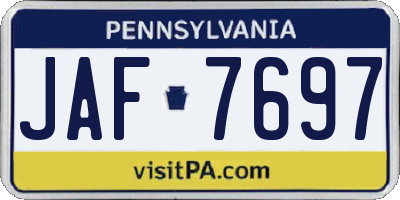 PA license plate JAF7697