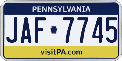 PA license plate JAF7745