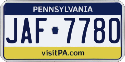 PA license plate JAF7780
