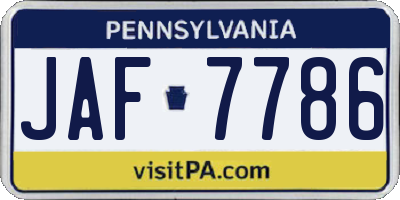 PA license plate JAF7786