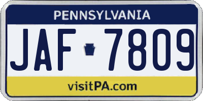 PA license plate JAF7809