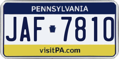 PA license plate JAF7810