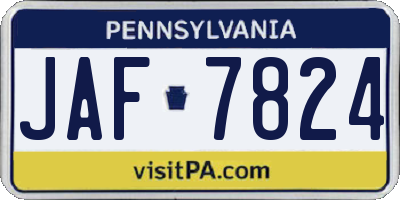 PA license plate JAF7824