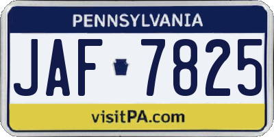 PA license plate JAF7825