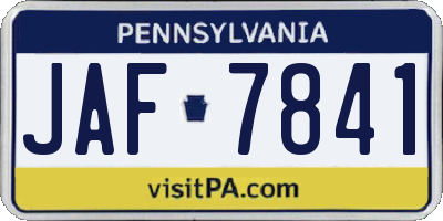 PA license plate JAF7841
