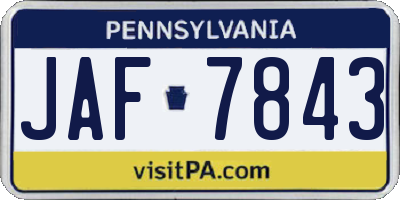 PA license plate JAF7843