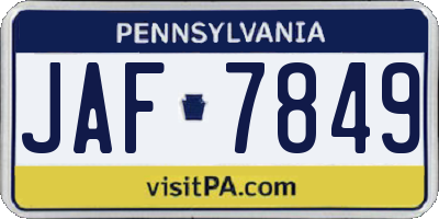 PA license plate JAF7849