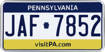 PA license plate JAF7852