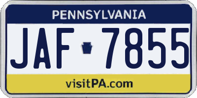 PA license plate JAF7855