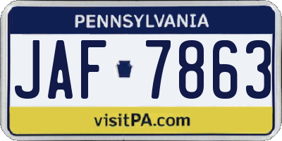 PA license plate JAF7863