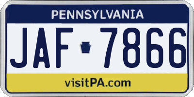 PA license plate JAF7866
