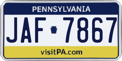 PA license plate JAF7867