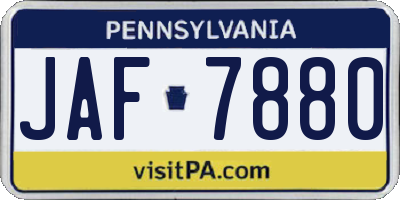 PA license plate JAF7880