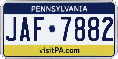 PA license plate JAF7882
