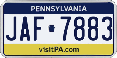 PA license plate JAF7883