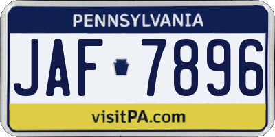 PA license plate JAF7896