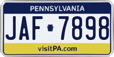 PA license plate JAF7898