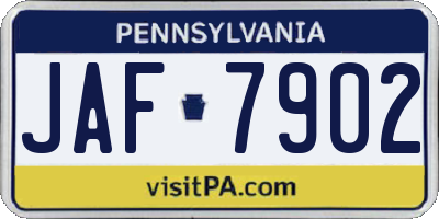PA license plate JAF7902