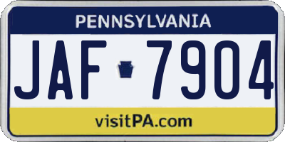 PA license plate JAF7904