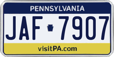 PA license plate JAF7907