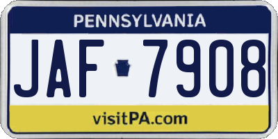 PA license plate JAF7908