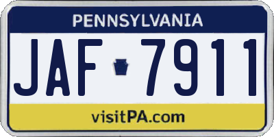 PA license plate JAF7911