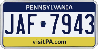 PA license plate JAF7943