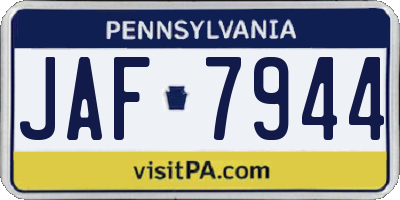 PA license plate JAF7944