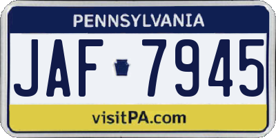 PA license plate JAF7945