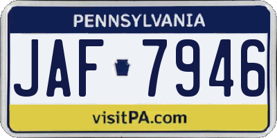 PA license plate JAF7946