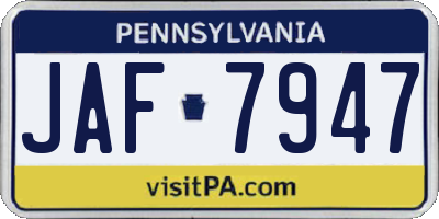PA license plate JAF7947