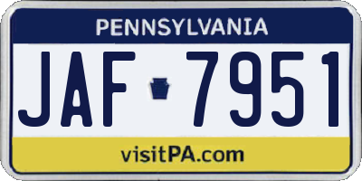 PA license plate JAF7951