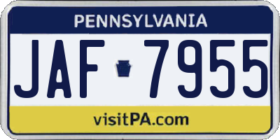 PA license plate JAF7955