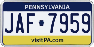 PA license plate JAF7959