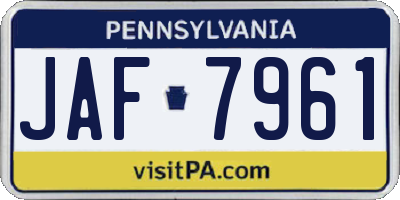 PA license plate JAF7961