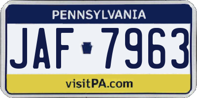 PA license plate JAF7963