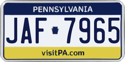 PA license plate JAF7965