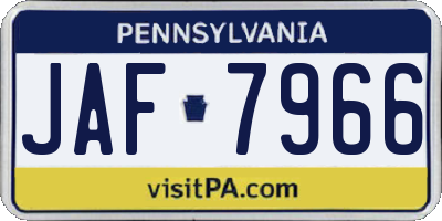 PA license plate JAF7966