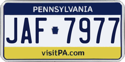 PA license plate JAF7977