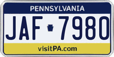 PA license plate JAF7980