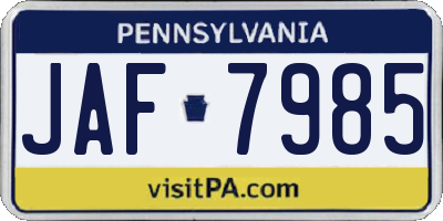 PA license plate JAF7985