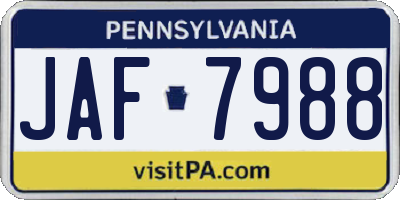 PA license plate JAF7988