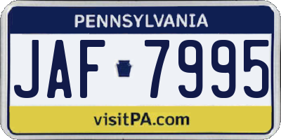 PA license plate JAF7995