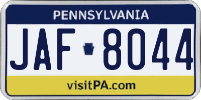 PA license plate JAF8044