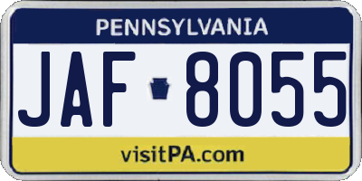 PA license plate JAF8055