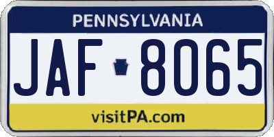 PA license plate JAF8065