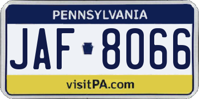 PA license plate JAF8066
