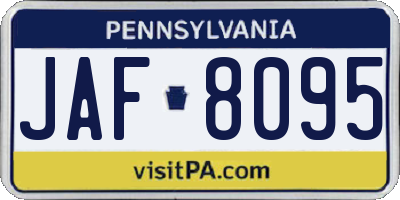 PA license plate JAF8095